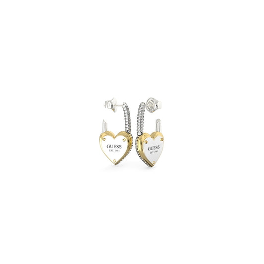 GUESS JEWELS JEWELRY Mod. JUBE04203JWYGRHT-U heart-shaped earrings with mixed metal detailing