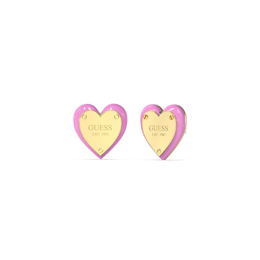 GUESS JEWELS JEWELRY Mod. JUBE04207JWYGPKT-U heart-shaped gold and pink earrings
