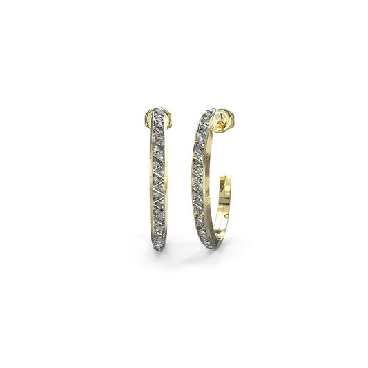 GUESS JEWELS JEWELRY Mod. JUBE04564JWYGT-U hoop earrings in gold with embedded stones.