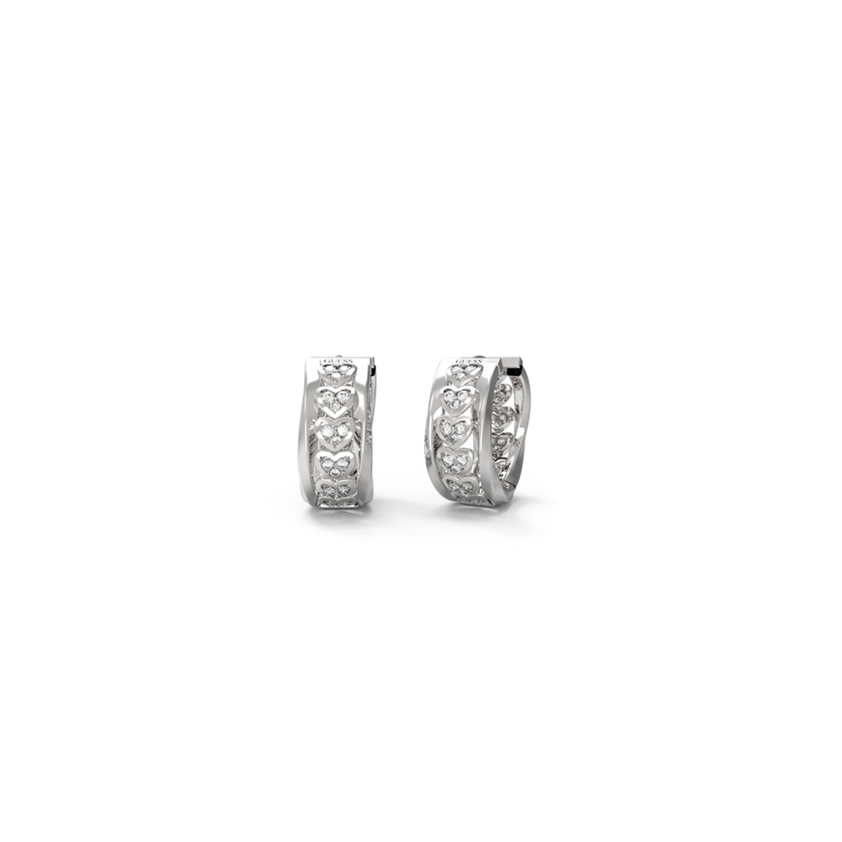 GUESS JEWELS JEWELRY Mod. JUBE04604JWRHT-U silver hoop earrings with floral design