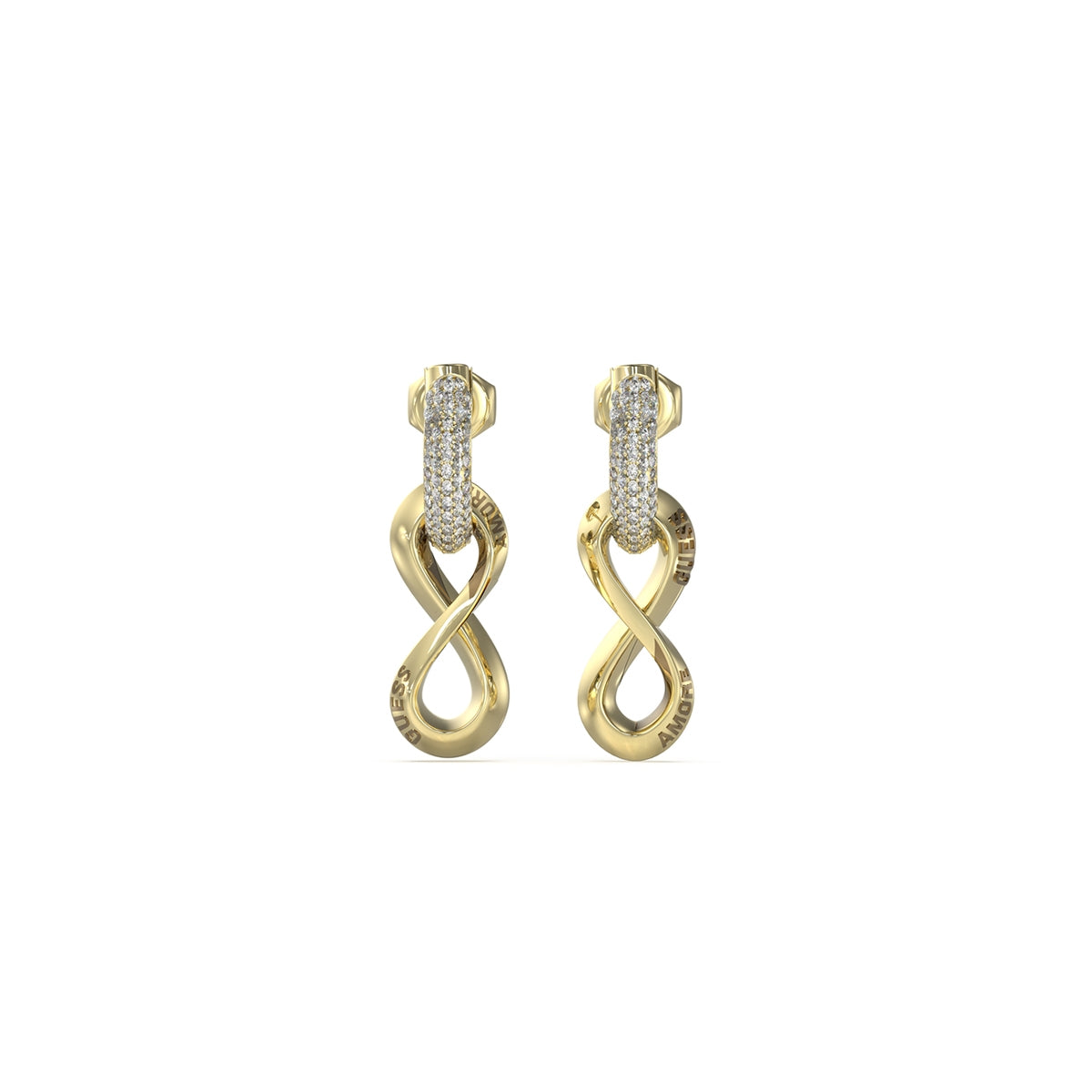 Gold infinity earrings from GUESS JEWELS JEWELRY Mod. JUBE05051JWYGT-U collection.