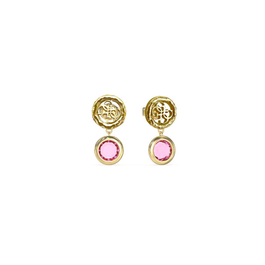 GUESS JEWELS JEWELRY Mod. JUBE05098JWYGFCT-U gold earrings with pink gemstones