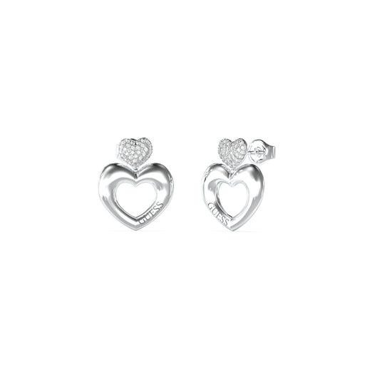 GUESS JEWELS JEWELRY Mod. JUBE05209JWRHT-U heart-shaped earrings featuring crystal embellishments.