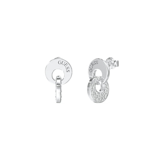 GUESS JEWELS JEWELRY Mod. JUBE05221JWRHT-U silver hoop earrings with crystal accents