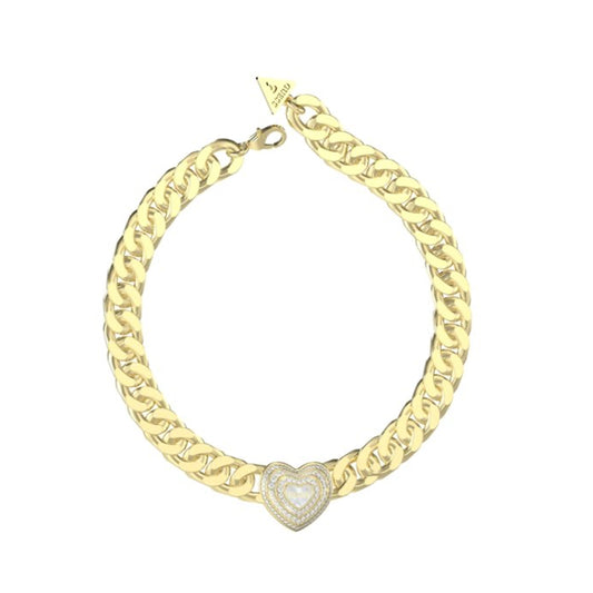 GUESS JEWELS JEWELRY Mod. JUBN04013JWYGWHT-U gold bracelet with heart charm