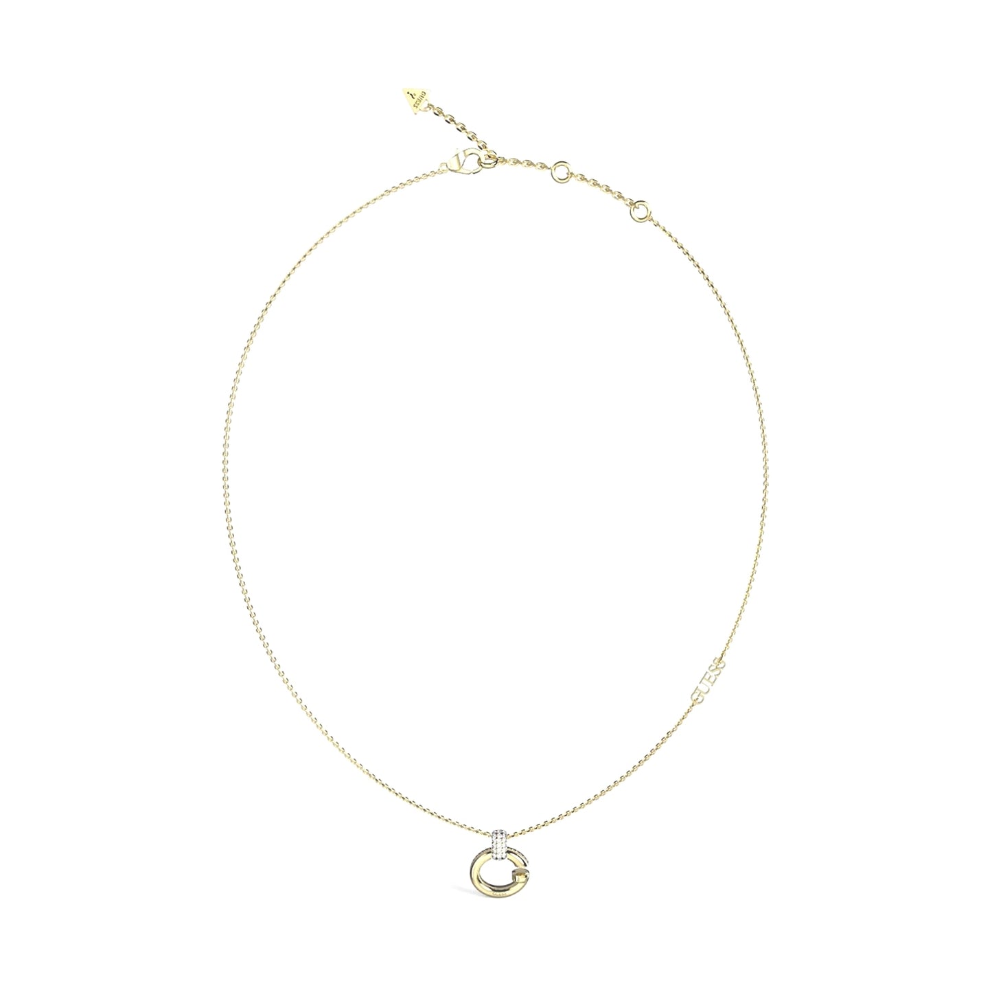 GUESS JEWELS JEWELRY Mod. JUBN04518JWYGT-U gold necklace with circular pendant, perfect for elegant style.