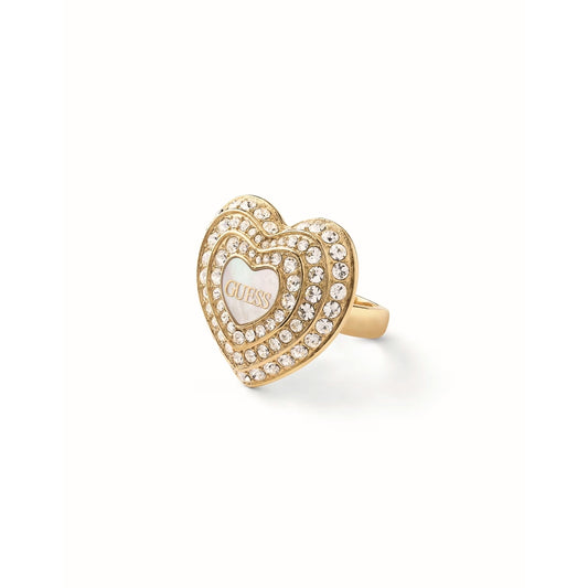 GUESS JEWELS JEWELRY Mod. JUBR04016JWYGWH54 heart-shaped gold and crystal ring