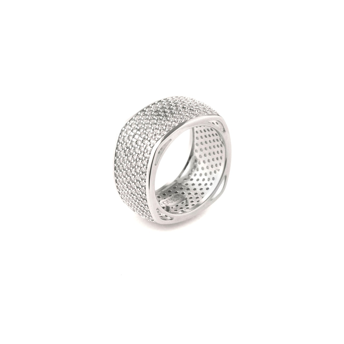 Alt Tag: GUESS JEWELS JEWELRY Mod. JUBR04674JWRH54 silver ring with sparkling stones