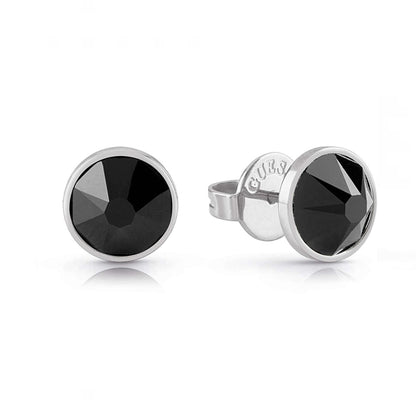 GUESS JEWELS JEWELRY Mod. JUME01343JWSTBKT-U black stud earrings with silver setting