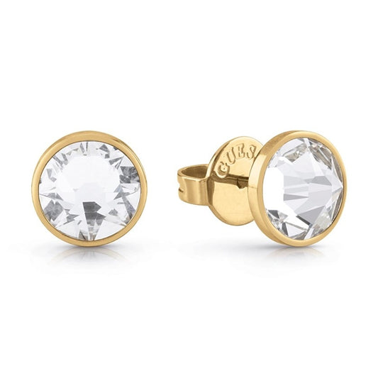 GUESS JEWELS JEWELRY Mod. JUME01343JWYGT-U gold and crystal stud earrings