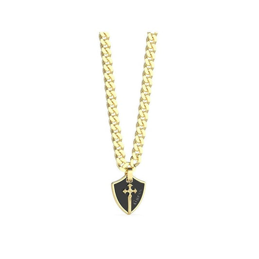 GUESS JEWELS JEWELRY Mod. JUMN04019JWYGBKT-U gold necklace with black shield pendant