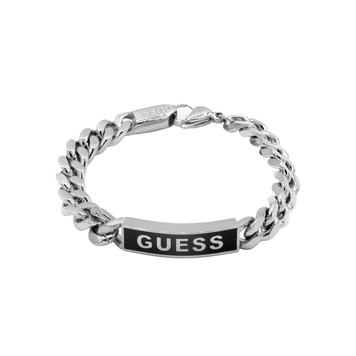 GUESS JEWELS JEWELRY Mod. JUXB03002JWSTBKS silver bracelet with black plaque