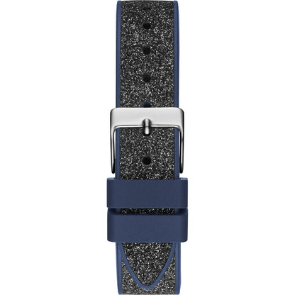 Sparkling blue watch strap with silver buckle for GUESS Mod. GW0313L1, featuring a stylish and adjustable design.