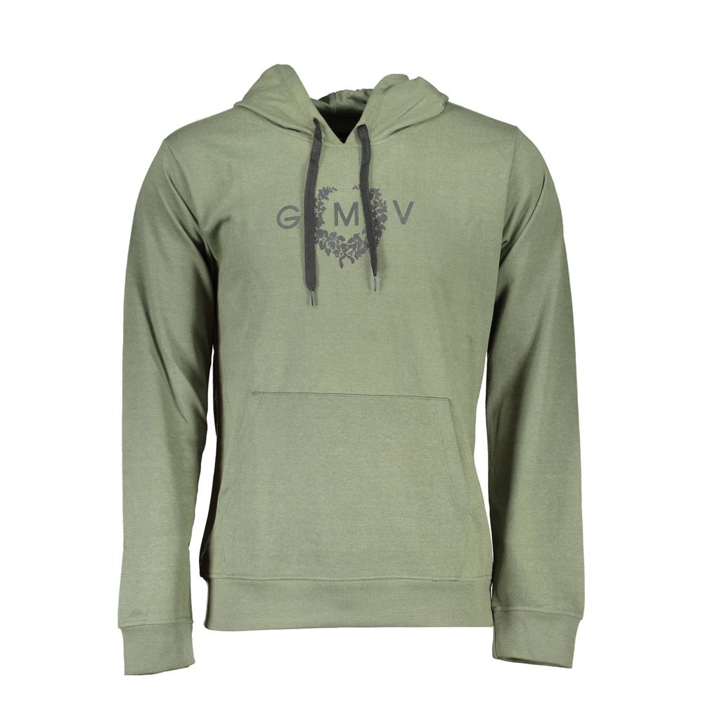 Gianmarco Venturi Green Cotton Sweatshirt, long-sleeved hooded with central pocket and logo print, brushed finish.