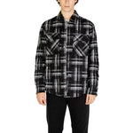 Gianni Lupo Black Polyester Jackets & Coat for men, Fall/Winter collection, plaid design with front pockets, polyester blend.