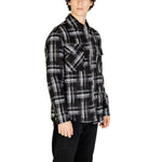 Gianni Lupo Black Polyester Jackets & Coat in a plaid design for men, part of the fall/winter collection.