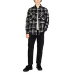 Gianni Lupo Black Polyester Jackets & Coat for men, fall/winter collection - plaid design, front view.