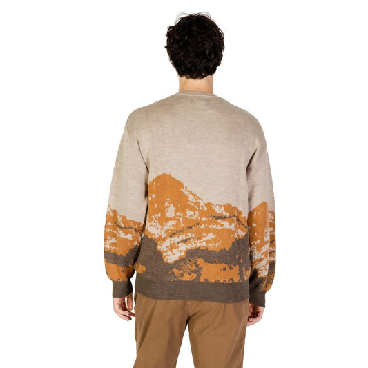 Gianni Lupo Brown Marabou Sweater in fall/winter knitwear collection, back view showing unique design and wool blend.