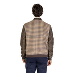 Rear view of model wearing Gianni Lupo Brown Polyester Jackets & Coat from Fall/Winter collection, 60% polyester, 40% wool.