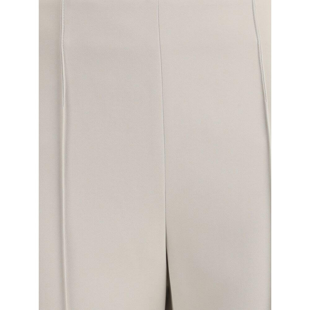 Giorgio Armani Gray Viscose Casual Pants with a sleek high-waist straight silhouette and vertical seams, perfect for a modern sporty look.