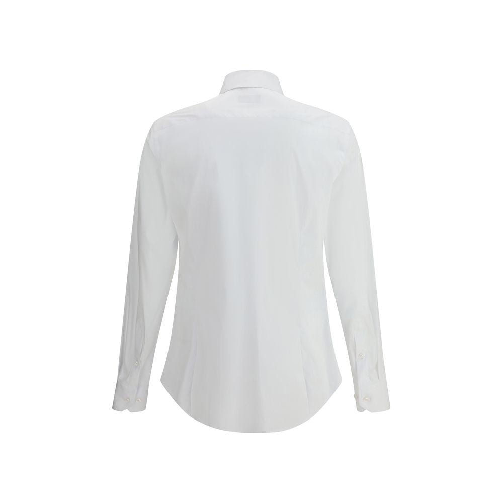 Back view of Giorgio Armani White Cotton Dress Shirt featuring slim fit and tailored elegance.
