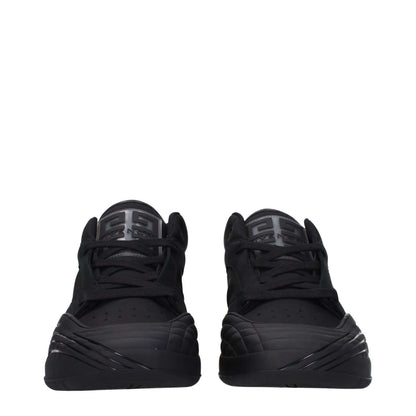 Givenchy Black Fabric Low Top Sneakers with logos and lace-up closure, rubber sole, and round toe.