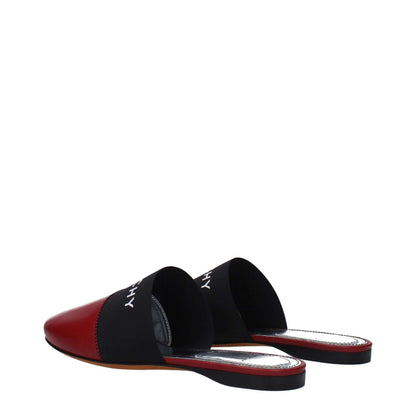 Givenchy Red Leather Slippers with logo, round toe, low flat heel, and cherry accents. Casual leather slippers, MPN BE2002E01H607.