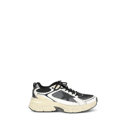 Golden Goose Multicolor Polyester Athletic Sneakers with taupe leather, mesh, beige TPU star, rose gold heel, and "Lightstar" insole.