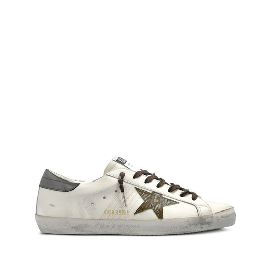 Golden Goose Super-Star in nappa leather with leather star and leather heel tab, featuring white laces and contrasting heel counter.