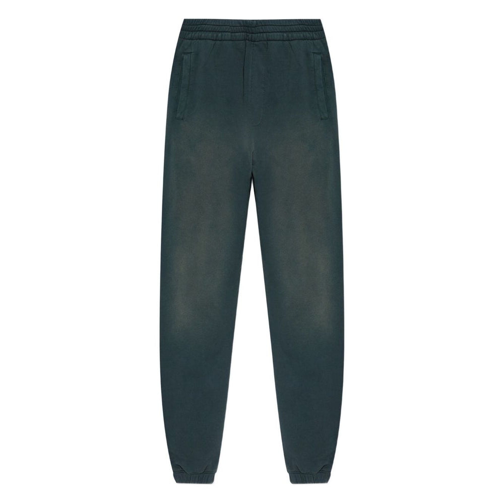 Golden Goose Trousers Black with blue waistband, two side pockets, rear patch pocket, embroidered logo, cotton sweatpants.