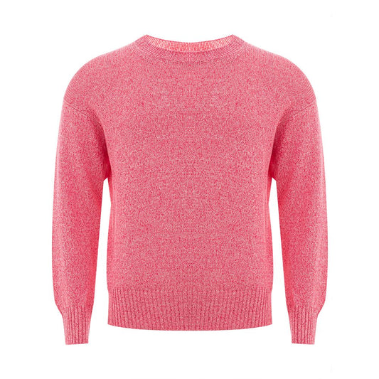 Gran Sasso Pink Cotton Sweater with mélange effect, crew-neck design, 100% cotton, regular fit knitwear.