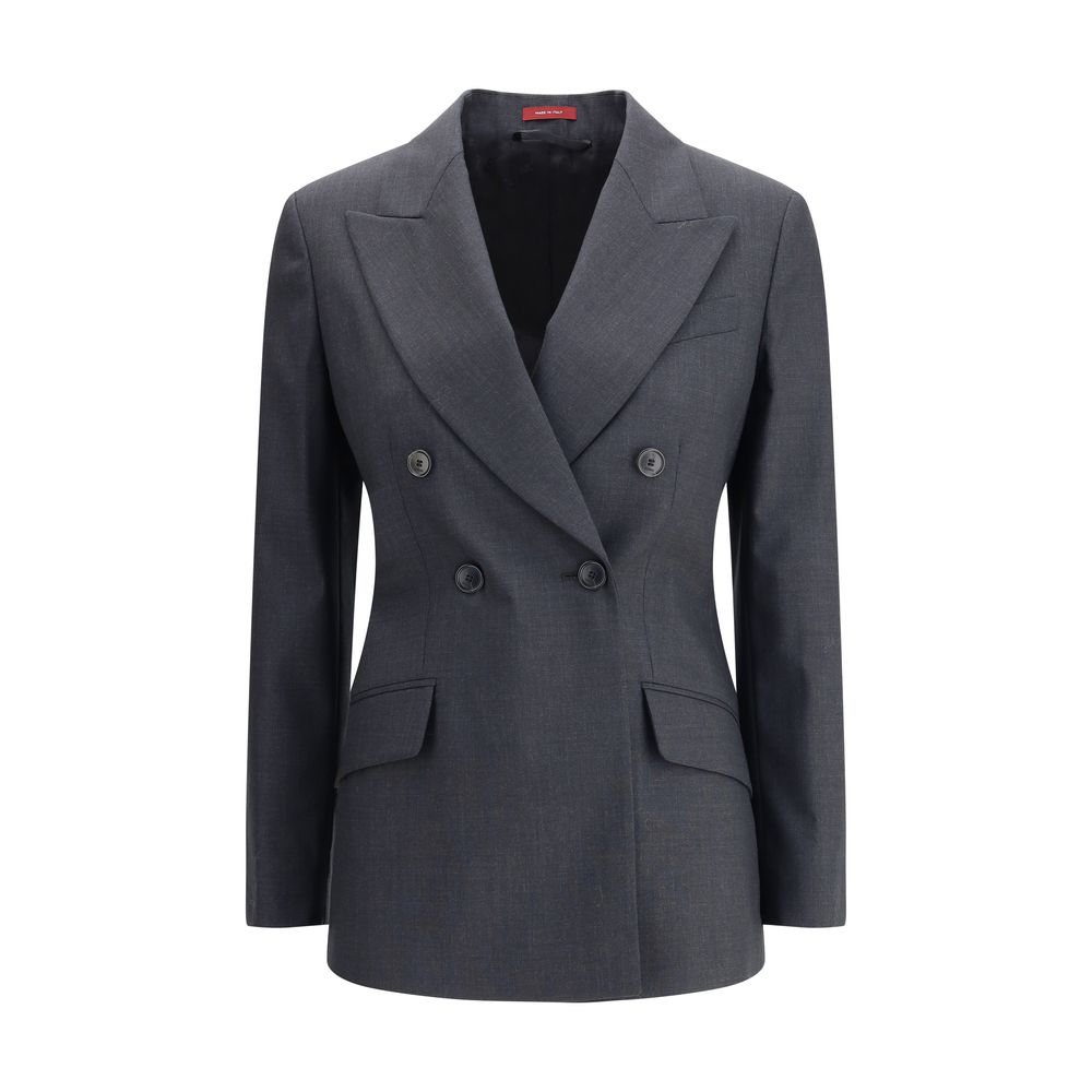 Gucci Gray Wool Clothing - Double-breasted wool blazer with spear lapels and welt flap pockets, ideal for formal occasions.