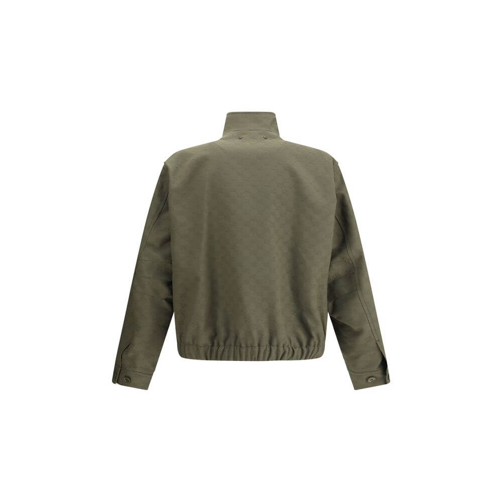 Back view of Gucci Green Cotton Bomber featuring high collar and ribbed cuffs.