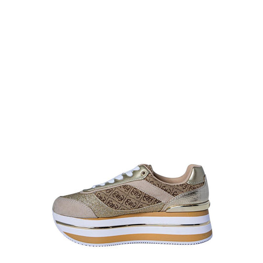 Guess Beige Polyester Sneaker with elevated sole and elegant design, ideal for style and comfort.