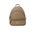 Guess Beige Polyethylene Backpack with 4G logo pattern and gold-tone details; modern, elegant accessory with zip pockets.