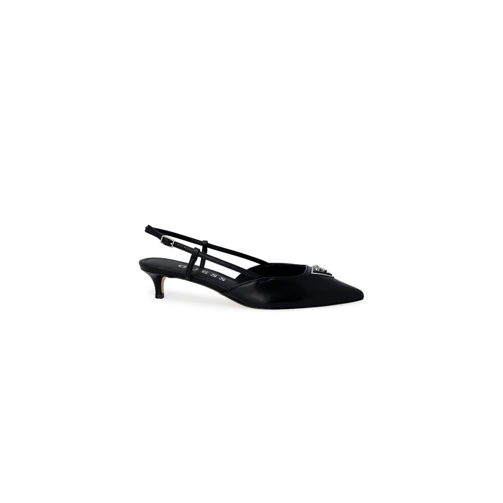 Guess Black Polyester High Heel slingback pump with pointed toe and adjustable strap.