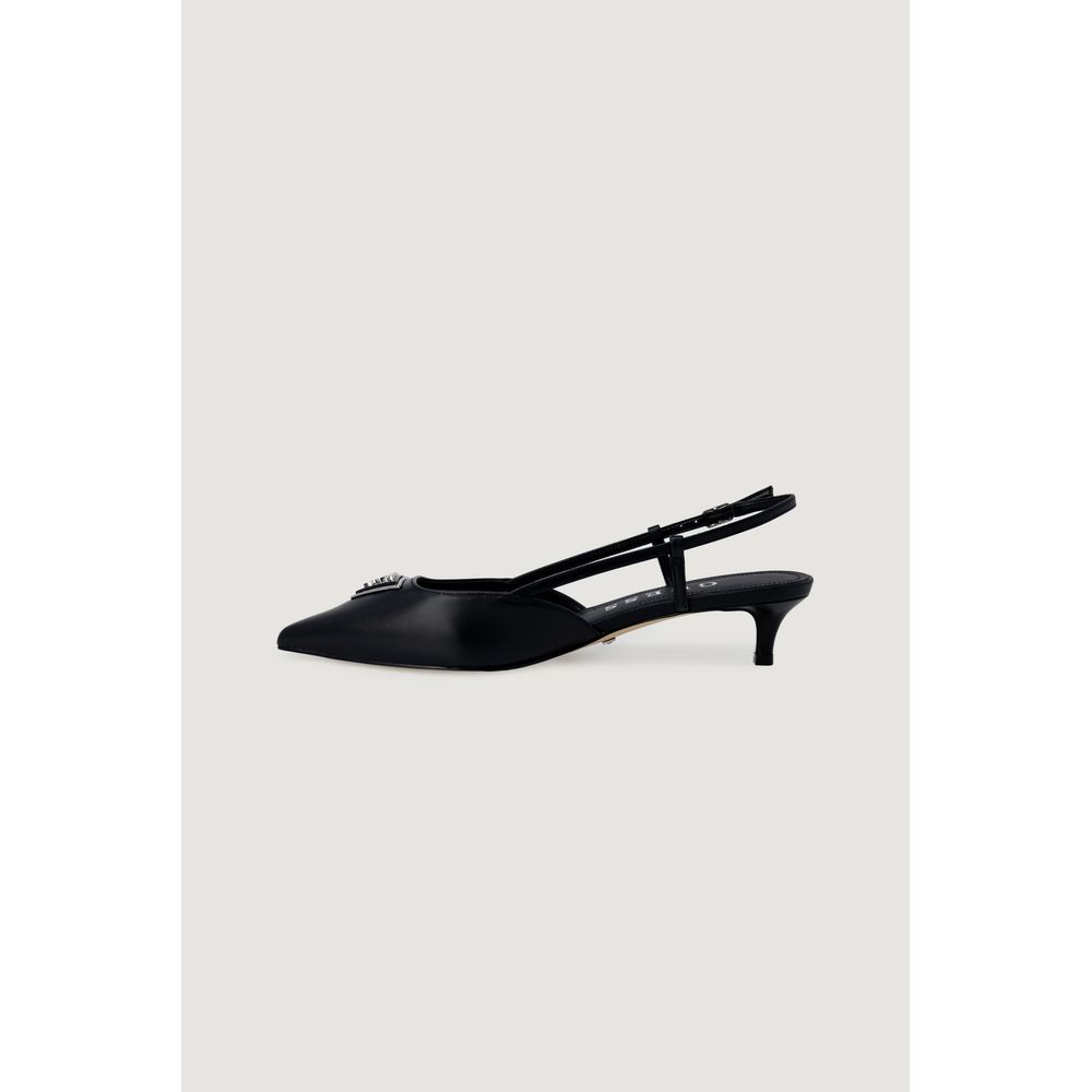 Guess Black Polyester High Heel slingback pumps with pointed toe and adjustable strap, side view
