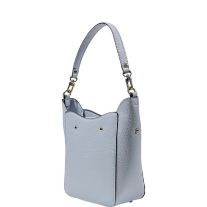 Guess Blue Polyethylene Handbag with pebbled leather-effect texture, featuring a small bucket design and adjustable strap for style and versatility.