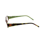 Side view of Guess Brown Metal Frames, unisex design with colorful green and black temples, model GU1570D96, size 53/17/140mm.