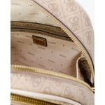 Close-up of Guess Brown Polyethylene Backpack interior with zippered compartments