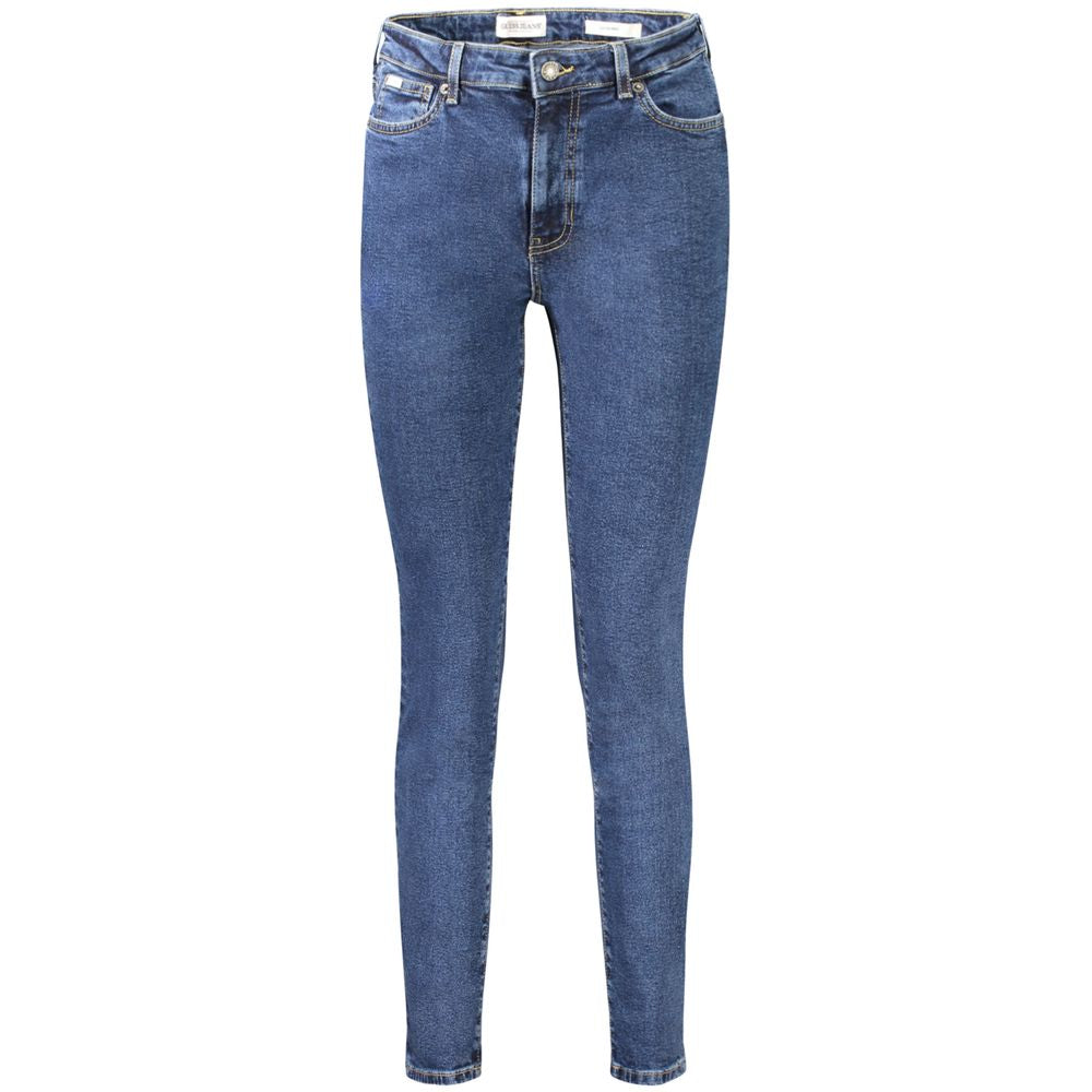 Guess Jeans Blue Cotton Women Jeans with skinny fit, 5-pocket design, and iconic logo, offering chic style and comfort in denim.