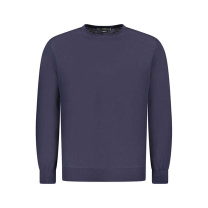 Guess Jeans Blue Wool Sweater with crew neck and long sleeves, featuring logo detail.