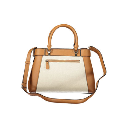 Guess Jeans Brown Cotton Women Handbag with adjustable strap and ample storage compartments, featuring an elegant design and external pocket.
