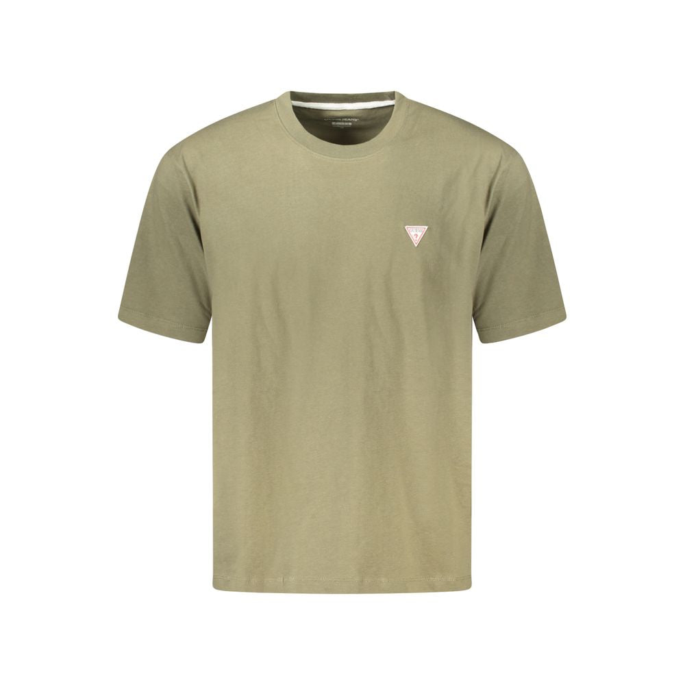 Guess Jeans Green Cotton T-Shirt - Oversized, crew neck, short sleeve, organic cotton, logo on front