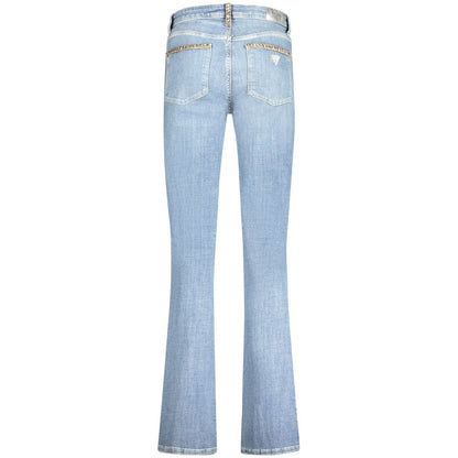 Back view of Guess Jeans Light Blue Cotton Women Jeans with rhinestone embellishments and straight cut