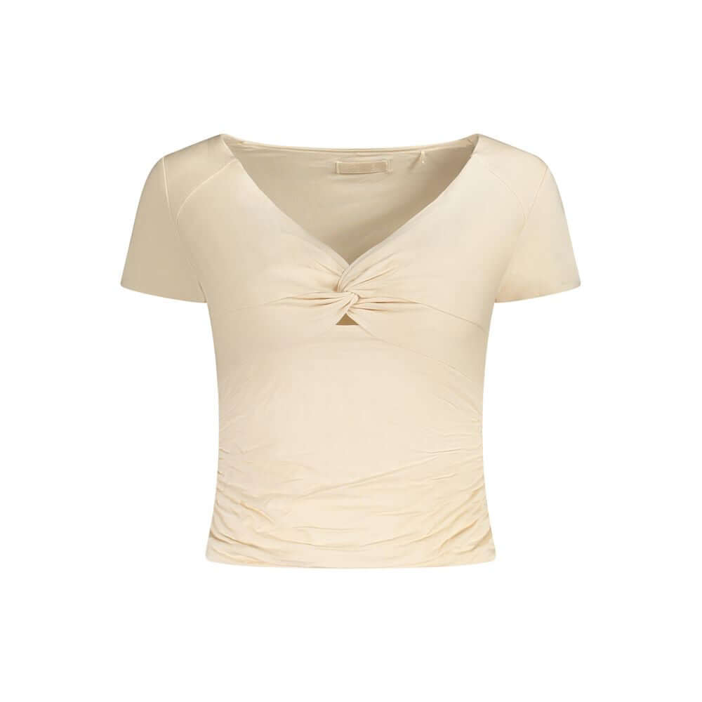 Guess Jeans Pink Modal Women Top with short sleeves and stylish neckline, perfect for chic weekend outings.