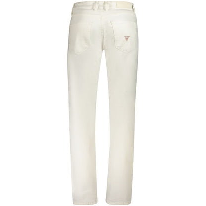 Rear view of Guess Jeans White Cotton Mens Jeans with iconic logo.