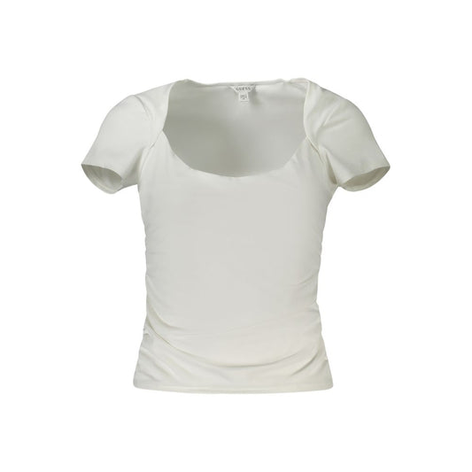 Guess Jeans White Spandex Women T-Shirt with wide neckline and short sleeves