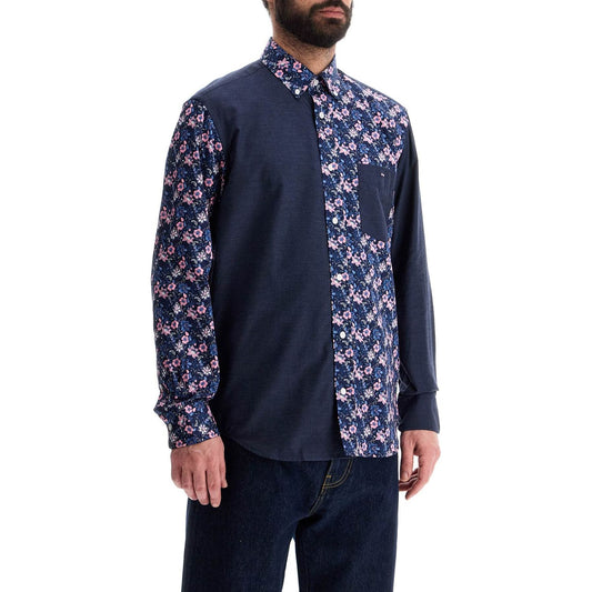 EDEN PARK blue floral long sleeve cotton regular fit shirt