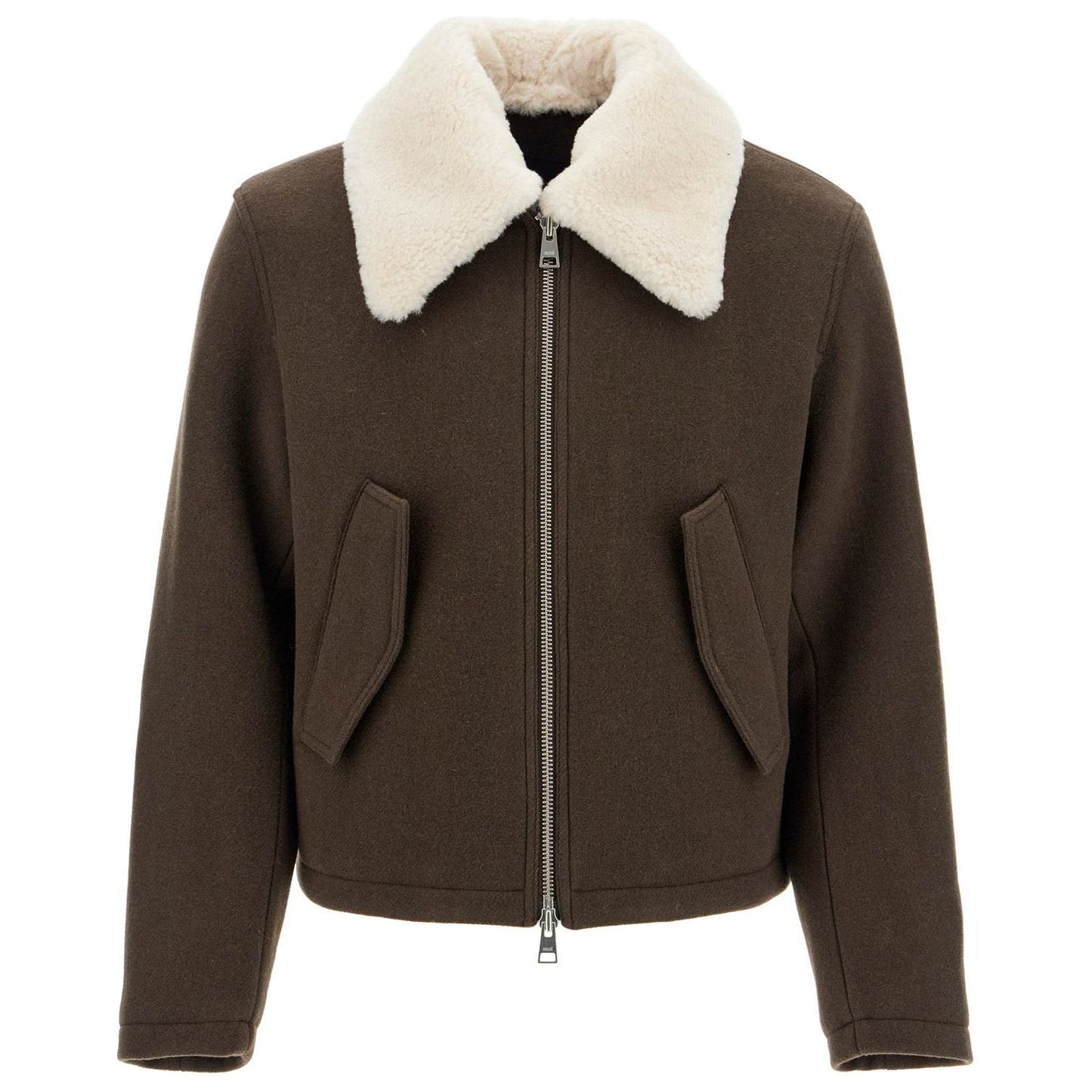 Ami Alexandre Matiussi boxy shearling jacket with collar Vests Ami Alexandre Matiussi